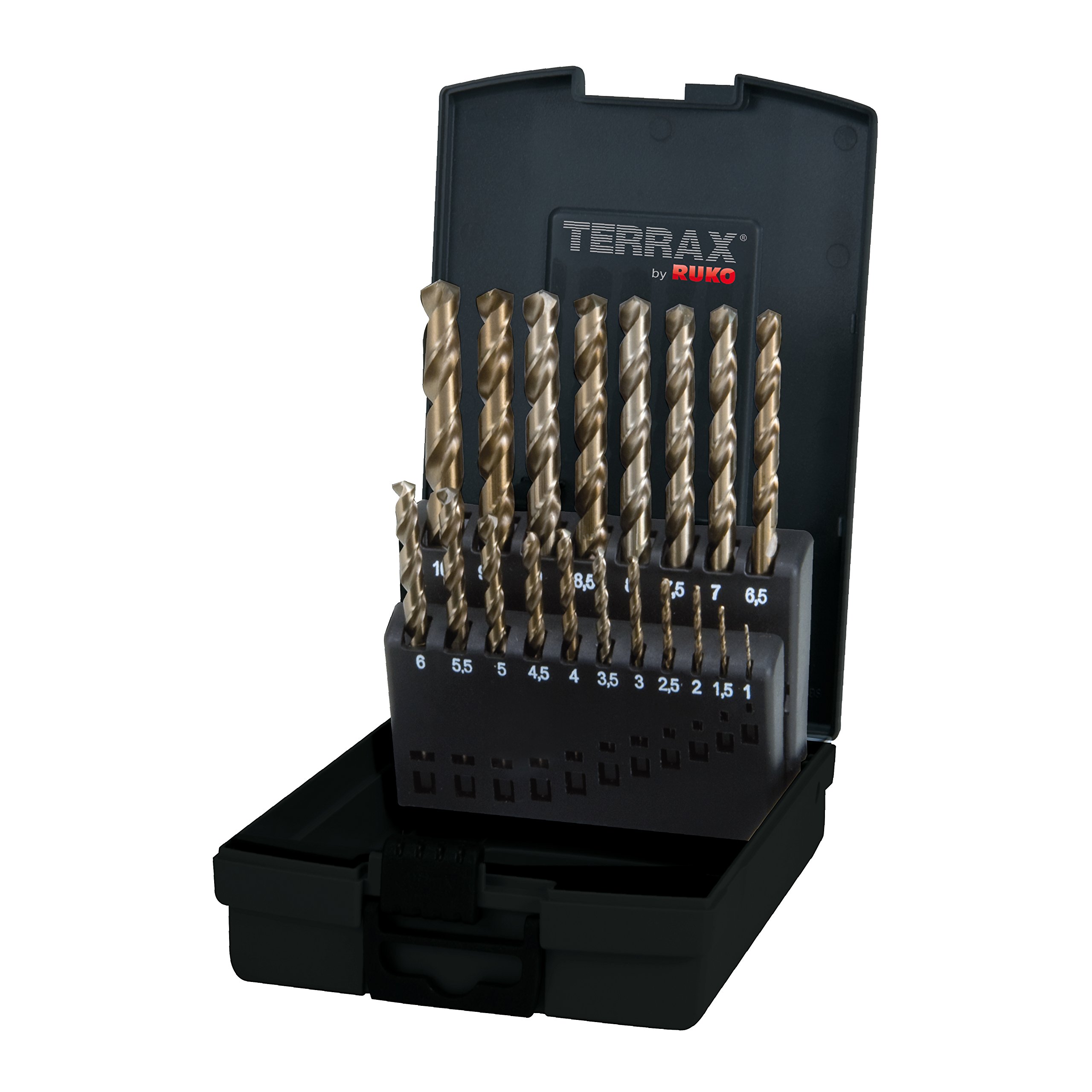 Terrax by RUKO A215214RO Twist Drill Bit Set DIN 338 Type N HSSE-Co5 in Plastic Case Pack of 1