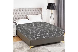 YIYEA Fitted Sheet Full - Plant Print -100% Brushed Microfiber 1800 Thread Egyptian Quality Full Size Fitted Sheet Only - Ultra Soft - 16" Deep Pocket - Shrinkage & Fade Resistant (Full)