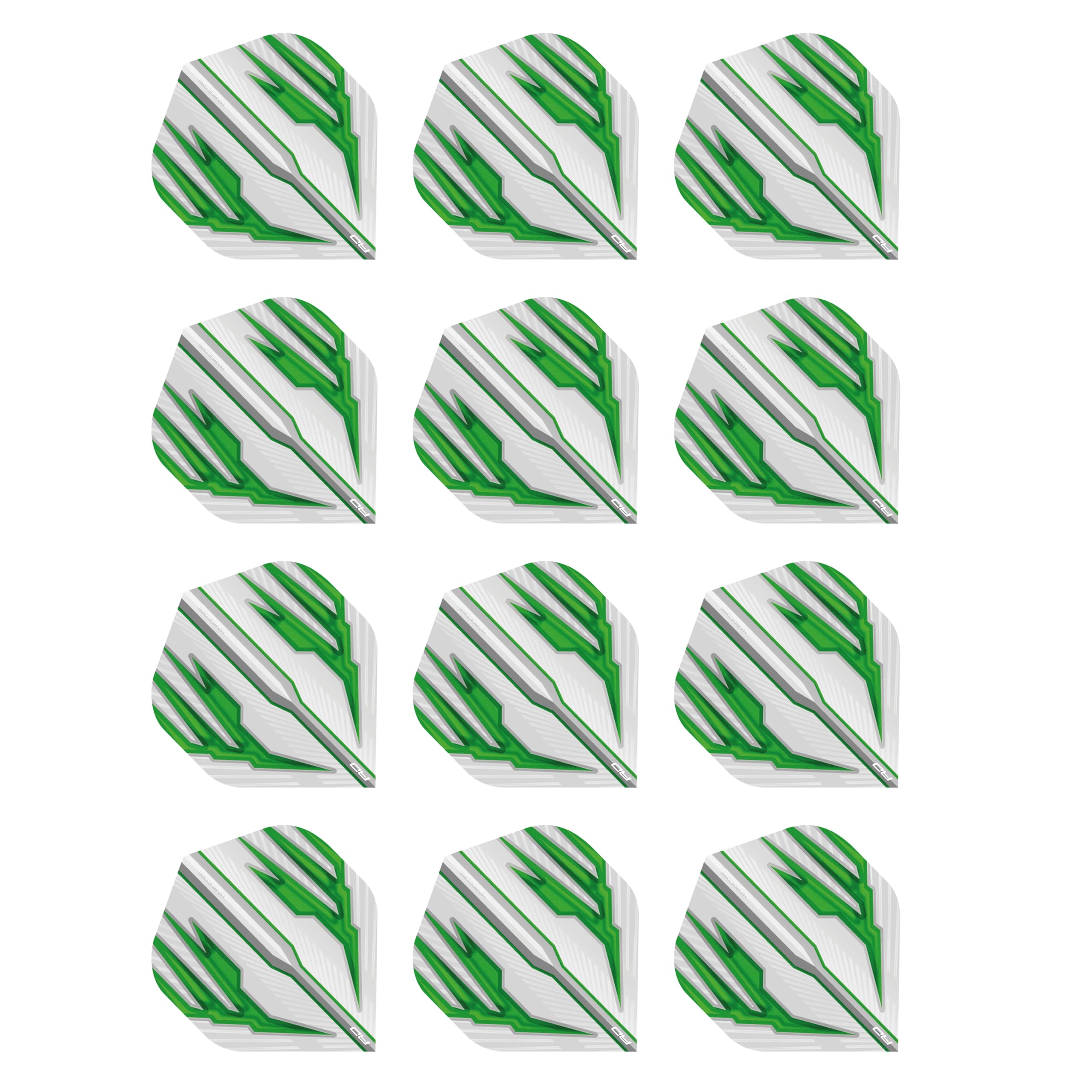 RED DRAGON Hardcore Radical White & Green Extra Thick Standard Dart Flights - 4 sets Per Pack (12 Dart Flights in total)