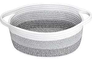ABenkle Small Basket with Handles - Decorative Durable Rope Woven Storage Bin Shelf Storage Organizer Cube, Easter Baby Gift Basket, 12"x8"x5"