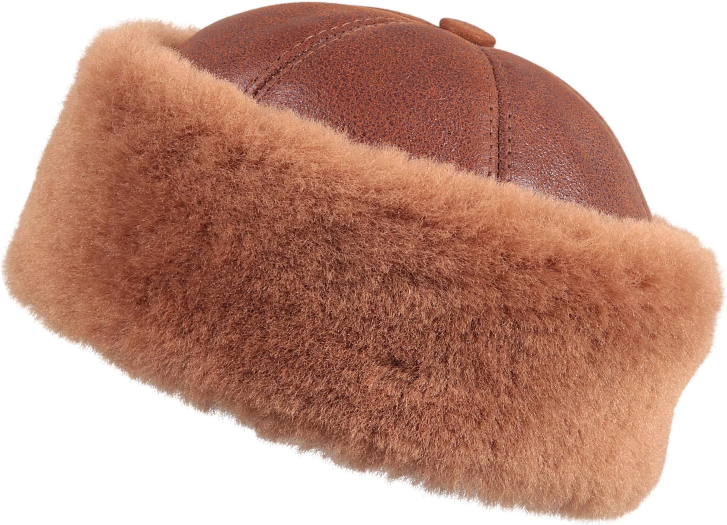 Zavelio Unisex Shearling Sheepskin Winter Fur Beanie Hat