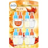 Febreze Odor-Fighting Plug in Air Freshener, Scented Oil Refill, Crisp Fall Breeze Scent, 4 Refills