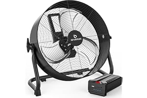 Airvention 15600mAh Rechargeable Battery Operated Floor Fan, 12 inch Black Industrial High Velocity Drum Fan, Camping Fan for Gym Garage Outdoor Indoor, AI-F600