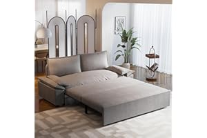 GNIXUU 70.1" Queen Pull Out Sofa Bed, Velvet Convertible Sleeper Sofa Couch with 2 Soft Pillows, Comfy Loveseat Bed Pull Out Couch for Living Room, Apartment, Small Space(Gray)