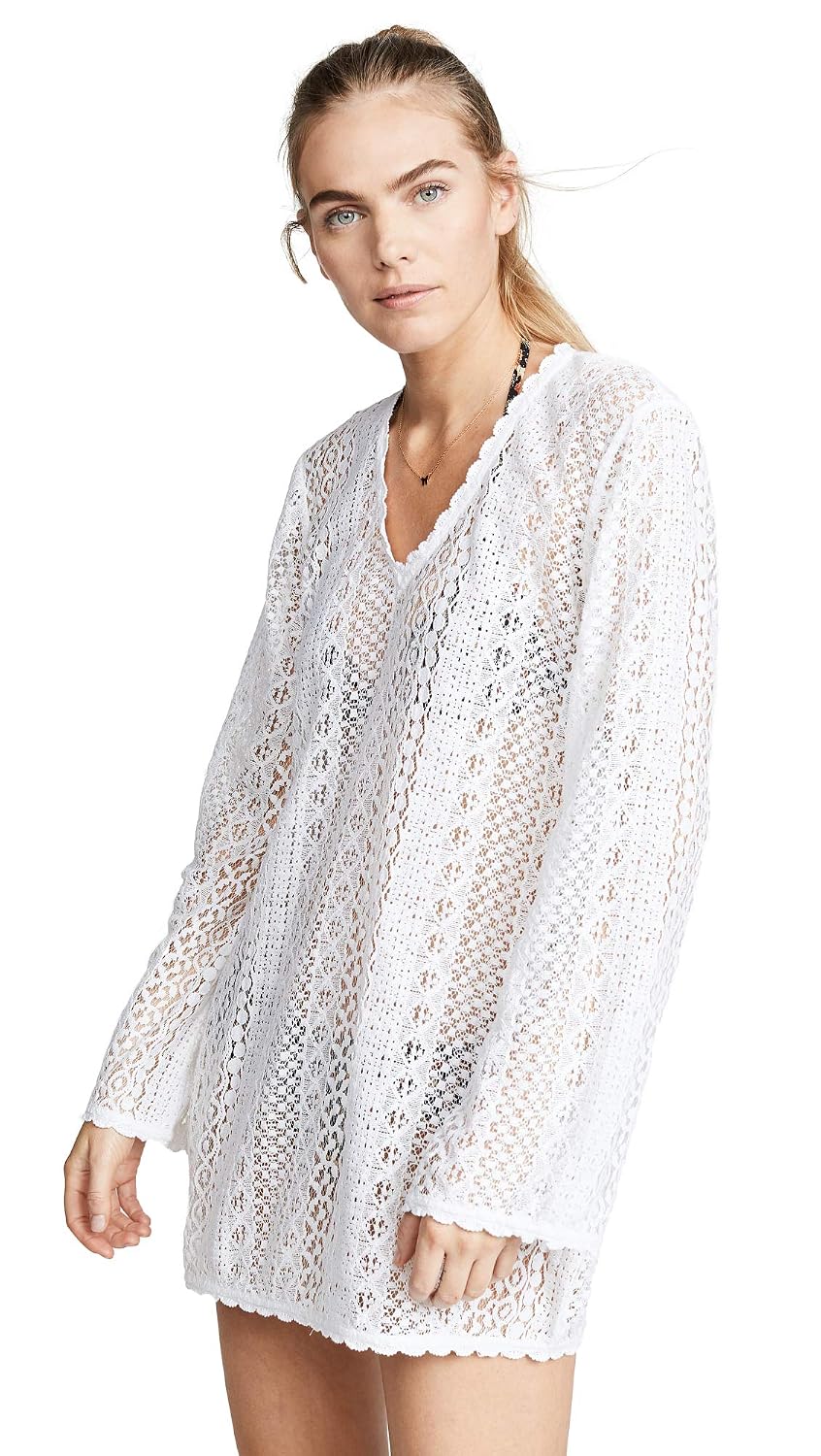 Kos Resort Womens Long Sleeve Lace Cover Up Dress Clothing Swimsuits