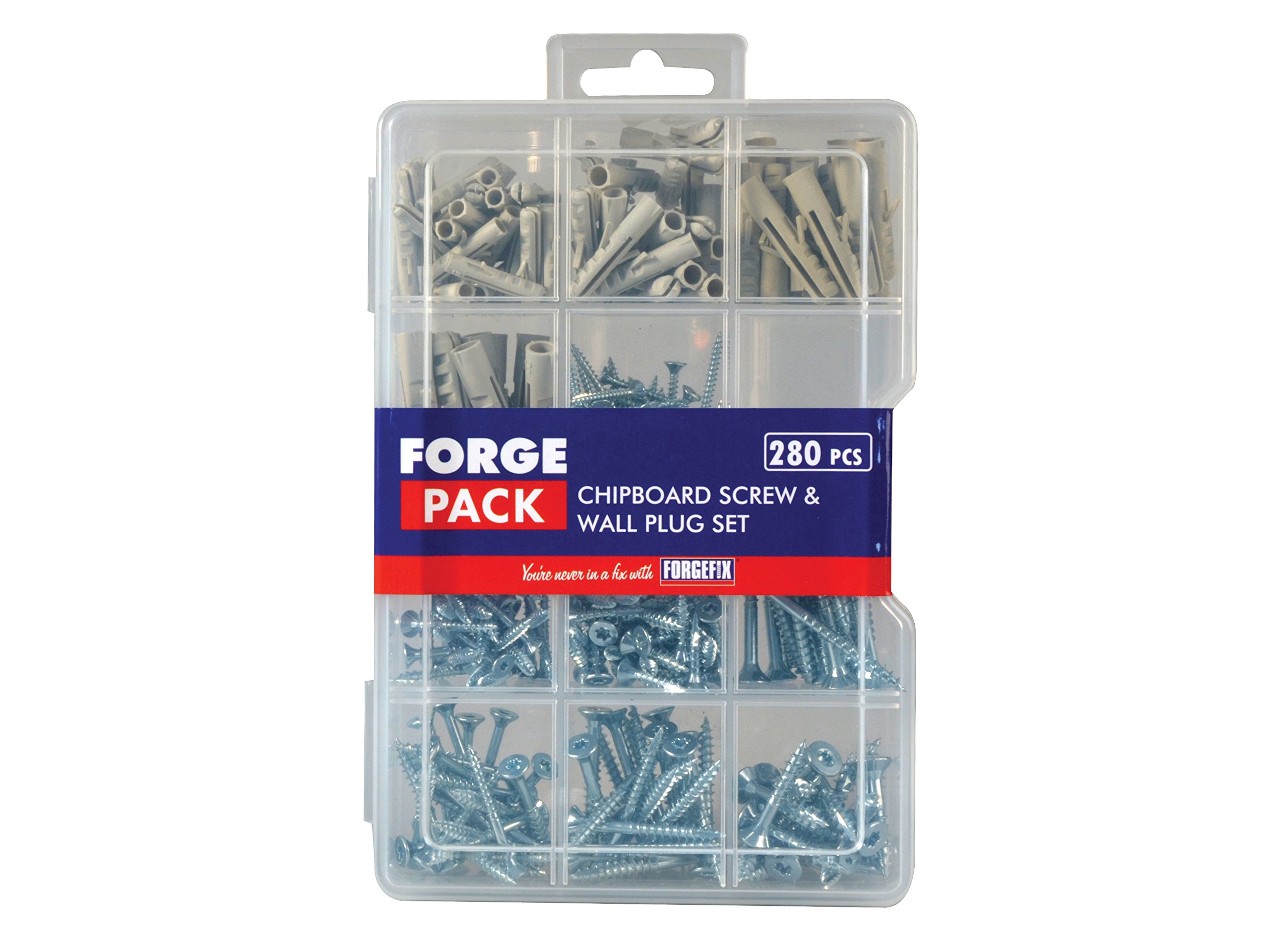 ForgePack Screws & Wall Plugs | Assorted | ZP Screws, Plastic Plugs | Pack 280