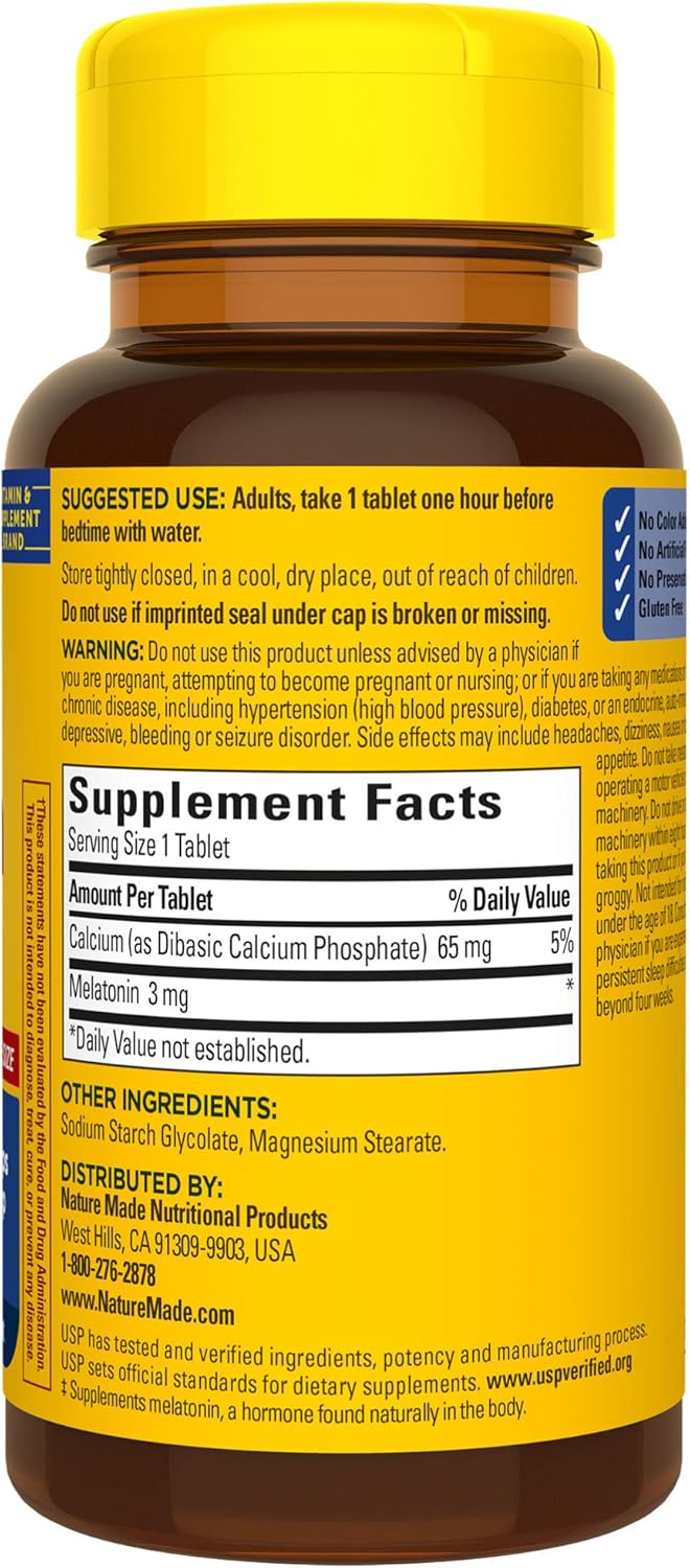Nature Made Melatonin 3mg Tablets, 240 Count for Supporting Restful Sleep† (Packaging May Vary): Health & Personal Care