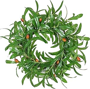 Lvydec Artificial Olive Leaves Wreath, 16