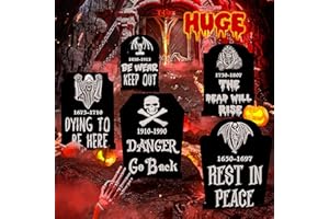 ANYGIFT Halloween Decorations Outdoor, Black 5 Extra Large 25.6inch Plastic Halloween Tombstones RIP Decor, Halloween Cemetery Decors, Gravestones Halloween Yard Signs Waterproof