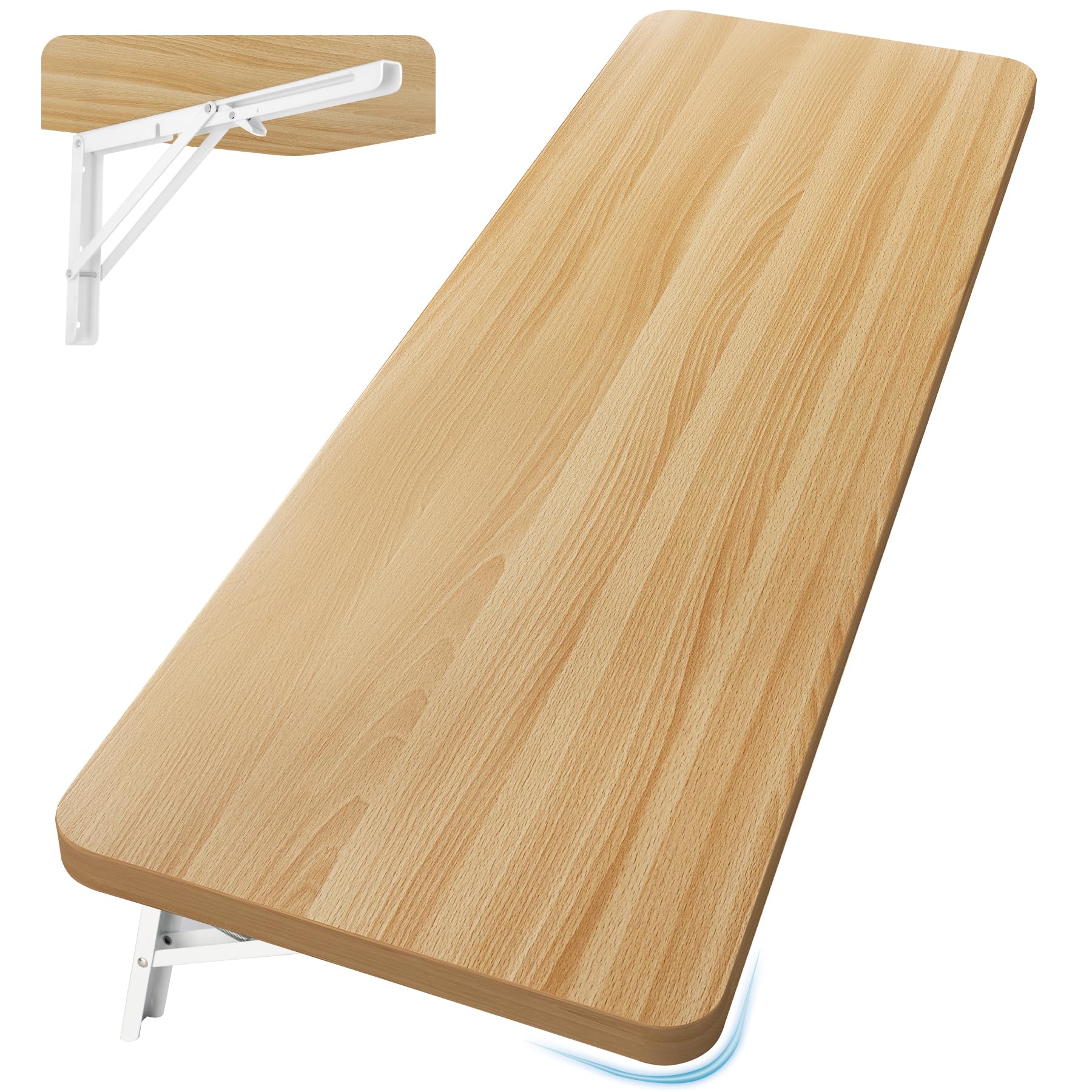Photo 1 of Neoaider Wall Mounted Folding Table 47.2”L x 19.7”W, Laundry Folding Table with Heavy Duty Metal Collapsible Shelf Brackets, 220 LBS Capacity, Wall Mounted Desk Fold Down for Small Spaces
