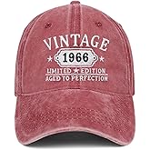 Happy 60th Birthday Gifts for Women Man Vintage 1966 Baseball Cap Funny Gifts Ideas Red