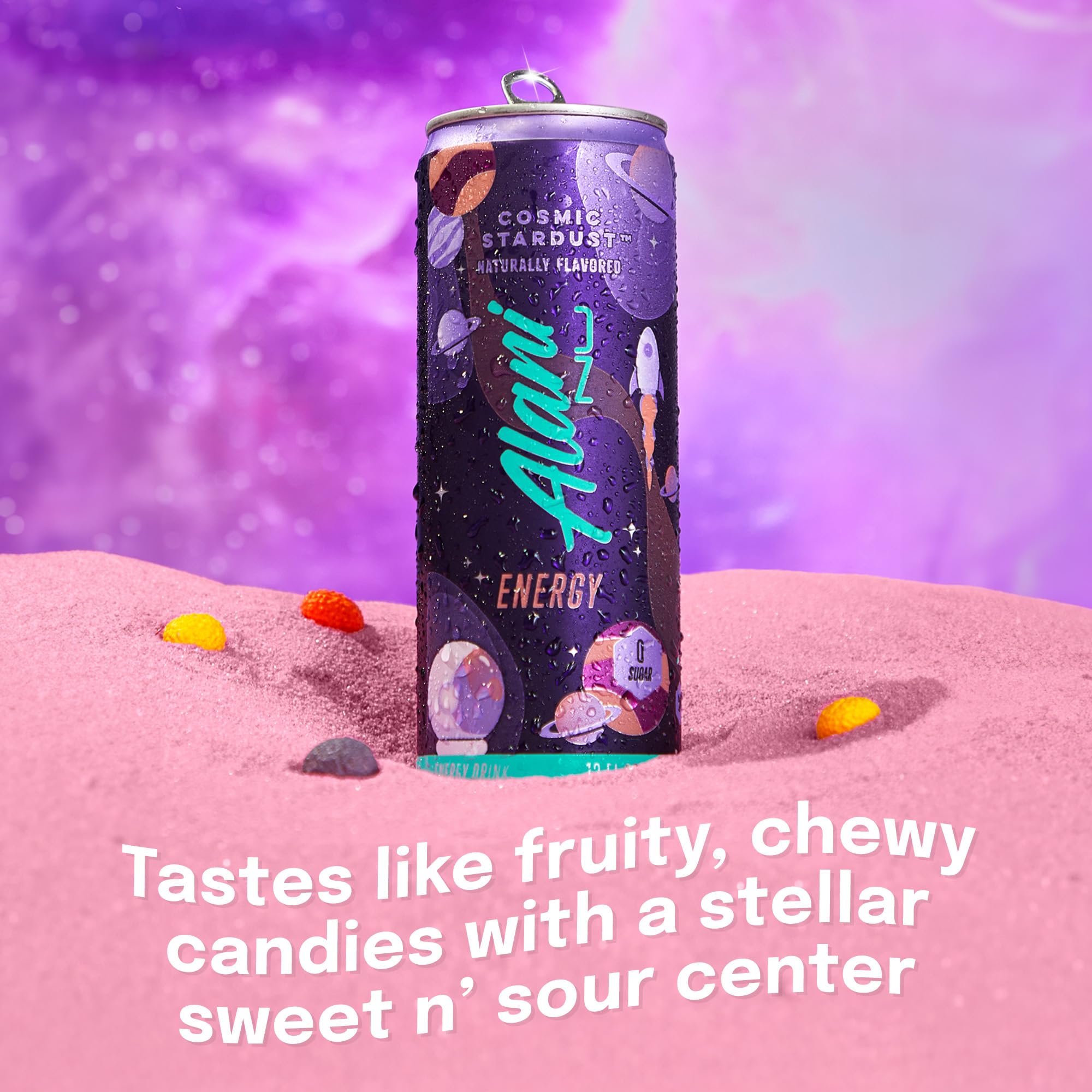 Alani Nu COSMIC STARDUST, Sugar Free, Low Calorie Energy Drinks, 200mg Caffeine, Biotin, B Vitamins, Zero Sugar, 10 Calories, 12 Fl Oz Cans, 24 Pack