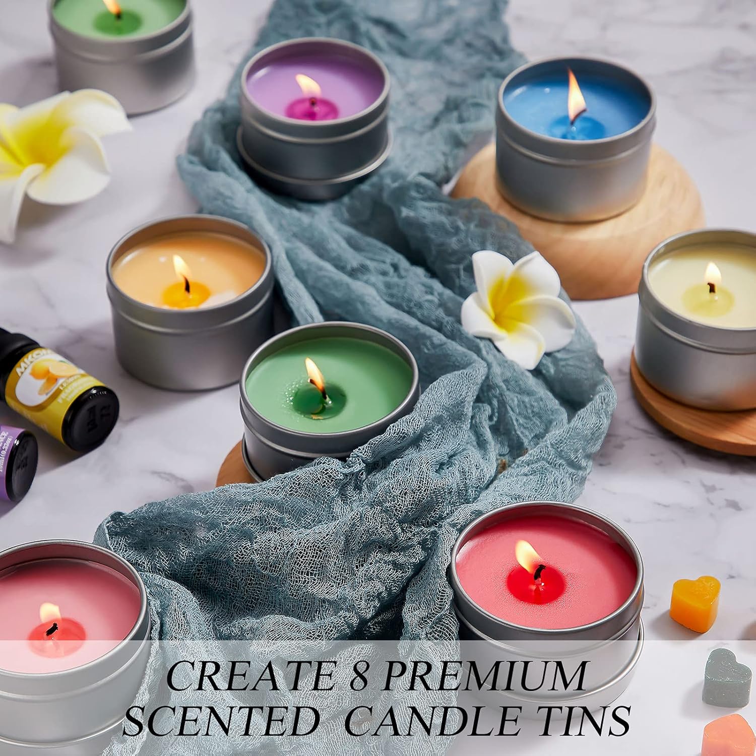 Complete Candle Making Kit, DIY Candle Making Kit for Adults, Candle Making Supplies Kit Including Beeswax, Wicks, Rich Scents, Dyes, Melting Pot, Tins