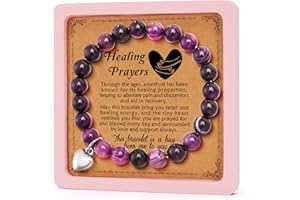 LEJIAJINW Inspirational Get Well Soon Gifts Healing Prayers Bracelets for Women Best Friends Sister Girls After Surgery Self Care Purple Gift Sympathy Memorial Loss of Loved One