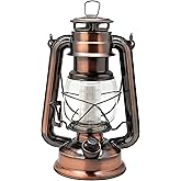 YAKii LED Vintage Lantern Metal Hanging Hurricane 12 LED Dimmer Switch Warm White Battery Operated Power Outage Indoor Camping Lighting Outdoor Brooklyn Decoration(Copper)