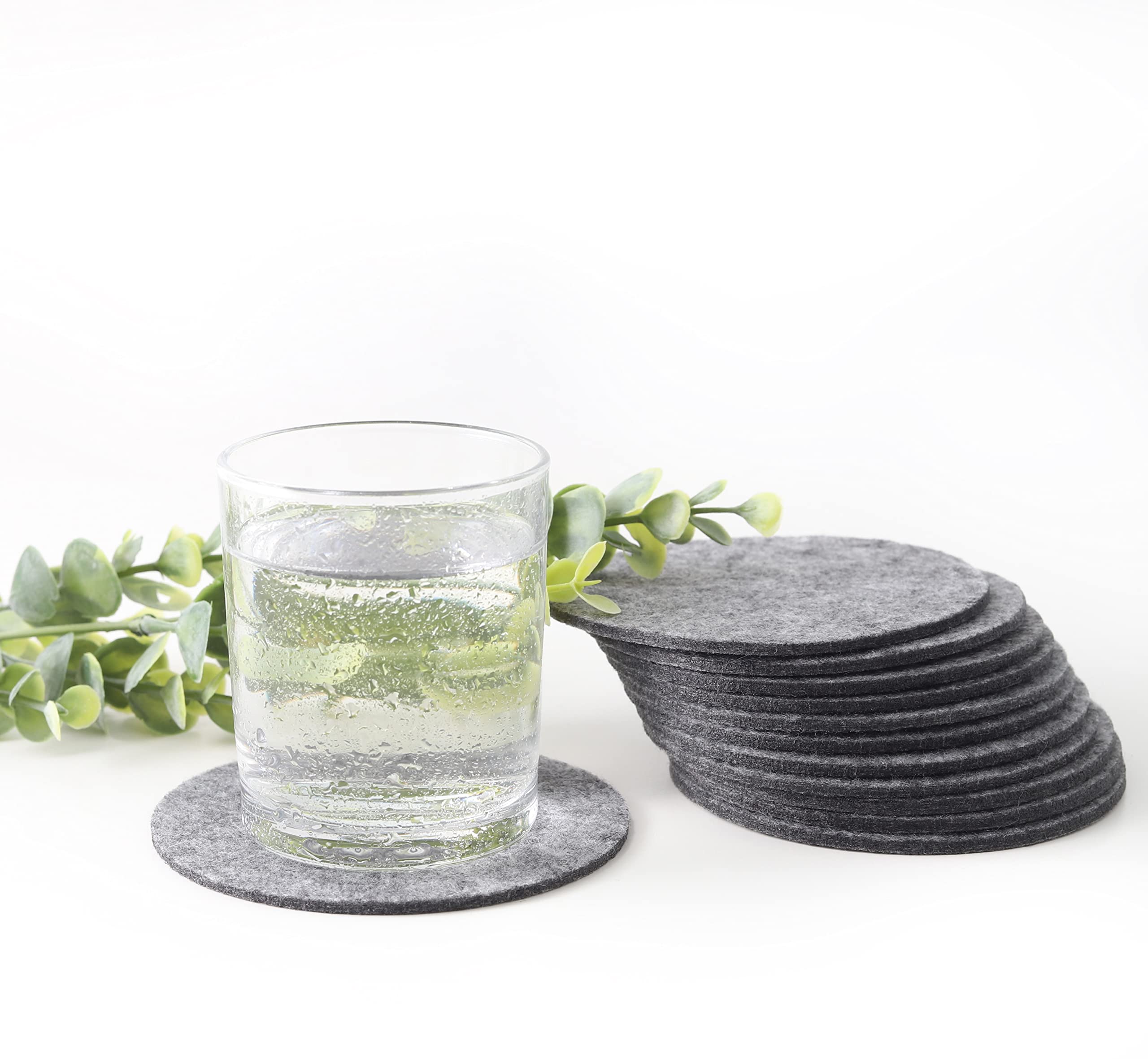 Made in Ukraine - Set of 12 Felt Gray Drink Coasters 4x4 inches - Round Coaster for Drinks Absorbent - Cup Mats - Protect Furniture from Heat, Stain, Scratches and Condensation