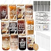 12 Set Employee Appreciation Gifts Thank You Gifts Bulk for Coworker Staff Teacher Nurses, Thank You Glass Cups 16 oz Can Shaped Beer Glass Makeup Bag Ballpoint Pen for Women Men (Mixed Style)