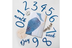 Miaoberry Ocean Baby Milestone Blanket – Monthly Baby Milestone Photo Prop for Boy, Under The Sea Growth Tracker Blanket with Hello World Sign and Registry Must-Have