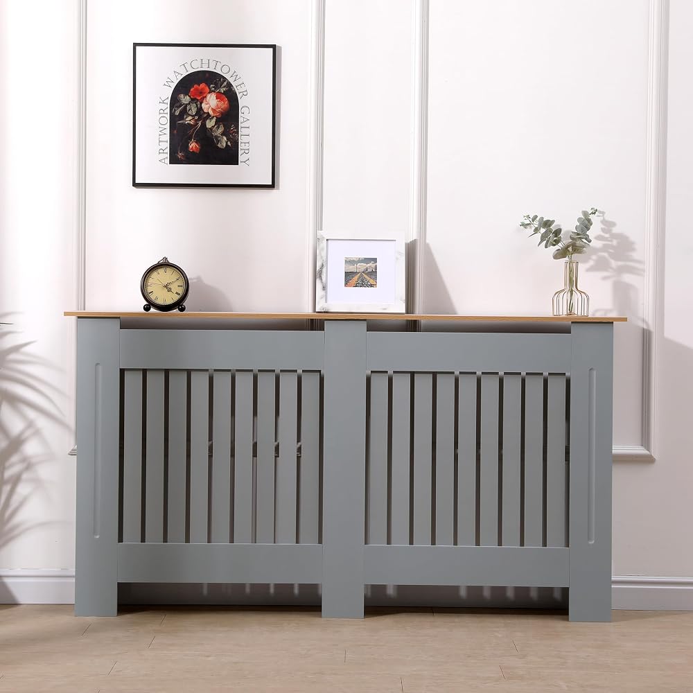 AVC Designs Extra Large Radiator Cover Modern Vertical Slats Grey Oak