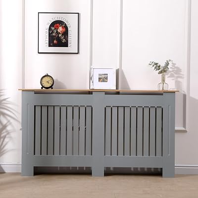 AVC Designs Extra Large Radiator Cover Modern Vertical Slats Grey Oak