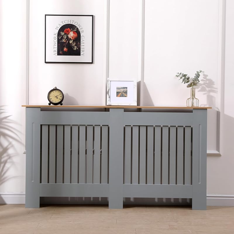 AVC Designs Extra Large Radiator Cover Modern Vertical Slats Grey Oak