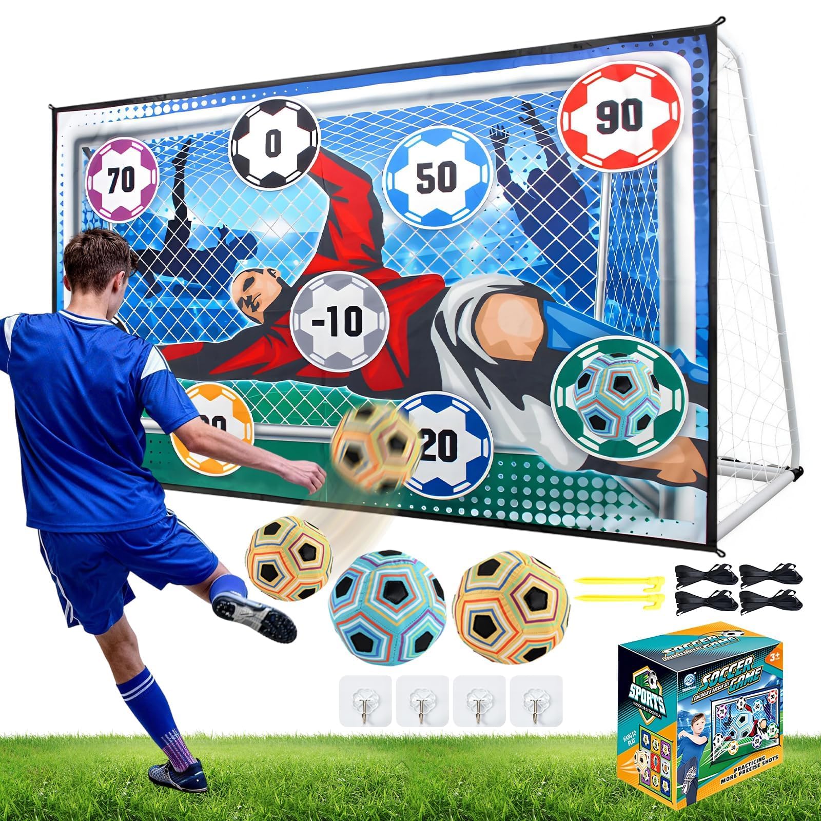 Sticky Football Ball Game Set, Indoor Soccer Games, Outdoor Backyard Toss Footballs Goal Game with 2 Balls & Foldable Flannel Goals, Sports Accuracy World Exercise Cup 2026 Gifts