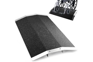 YUCCALIAO 27.7" L x 1.5" H Wheelchair Ramp - Aluminum Threshold Bridge Ramp with Support Frame and Non-Slip Surface, Ideal for Patio Doors, Shed Doors, and Sliding Doors