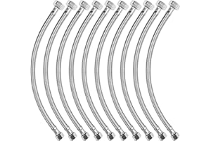 Miucui [10-Pack 24 Inch] 1/2" FIP x 3/8" COMP Faucet Supply Lines, Bathroom Faucet Hose Connector, 304 Stainless Steel Braided Water Supply Line