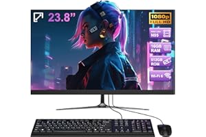 SAINTDISE 23 inch All-in-One Desktop Computer Alder Lake-N95(up to 3.4GHz) 16GB RAM DDR4 512GB ROM 1920 * 1080 IPS Display Desktop Computer with2.4G/5.0G WiFi & Bluetooth 5.1&HDMI, Wired Keyboard and Mouse