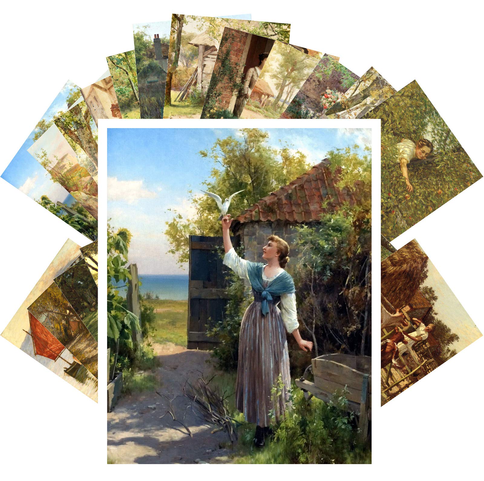 PIXILUV Vintage PostCards 24 pcs RURAL PATORAL LIFE SCENES Antique Museum Painting Art BY Alfred Augustus Glendening Retro Poster REPRINT