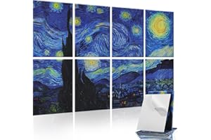 Tutmyrea 8 Pack Art Acoustic Panels, 48"X32" Self-Adhesive Soundproof Wall Panels, Decorative Sound Absorbing Panels, Acoustic Treatment for Studio Home ​Office (Starry Night)
