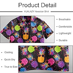 HUGLAZY Pineapple Hawaiian Shirt for Men Sunglasses