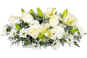 Eternal Love | White, Cream Centerpiece Fresh Flowers Arrangement | Arabella Bouquets | Flowers for Delivery, Graduation, Birthday, Sympathy