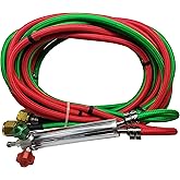 Gentec Small Torch Basic Kit with Easy Turn Knobs Oxy/Acetylene 12' FT Hose American Fittings with 5 Tips (#2-6)
