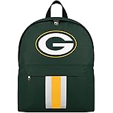 FOCO NFL Officially Licensed Team Color Primary Logo Solid Stripe Football School Bag Travel Backpack - Green Bay Packers - Green