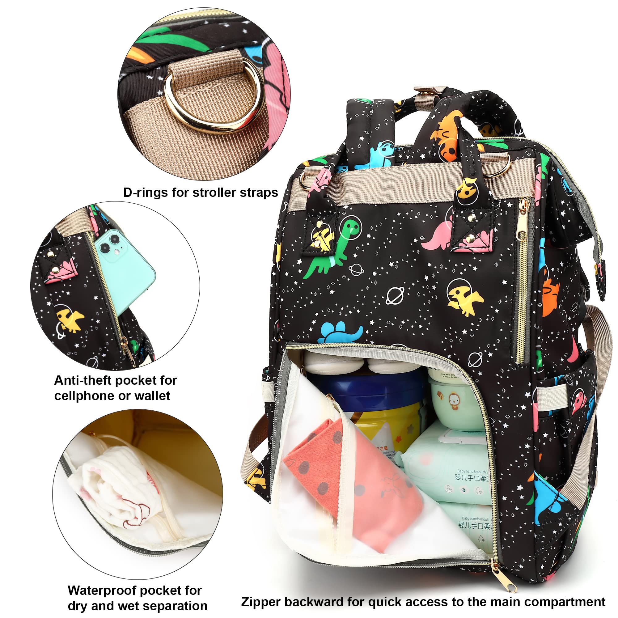 Xunteny Baby Diaper Bag Backpack for Girls Boys, Waterproof Large Maternity Nappy Bags for Mom
