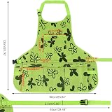 Discoball Garden Apron Oxford Cloth with Multi Pockets Waterproof Green view 3