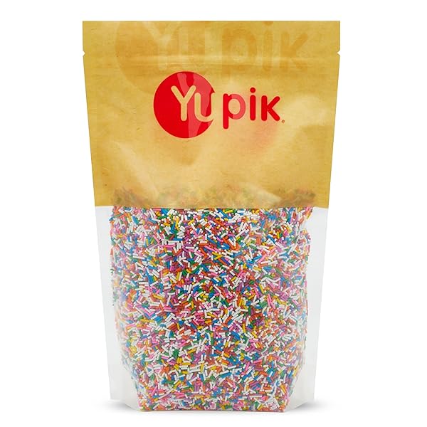 YUPIK RAINBOW SPRINKLES, 2.2 LB (35.2 OZ), LOW SUGAR, CHOLESTEROL-FREE, SODIUM-FREE, KOSHER, IDEAL FOR BAKING, AND DECORATING ICE CREAM, CAKES, COOKIES, CUPCAKES, AND DONUTS