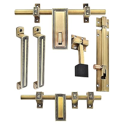 Swastik Glory Brass Door Accessories Kit (Antique Finish)