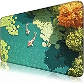 Nasdalgias Japanese Koi Fish Desk Mat Pad XXL Large Lofi Serene Pond Playmat Gaming Mouse Pad Desktop Mat for Office,Computer,Keyboard,Laptop and Home 31.5 X 15.7inch
