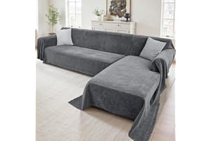 Houmiggle Sectional Couch Covers, 2 Pieces Washable L Shaped Couch Covers Sofa Blanket for Dogs Pet Friendly Sectional Sofa Slipcovers Furniture Protector,71"x 110"+ 71"x 118",(X-Large,Dark Gray)