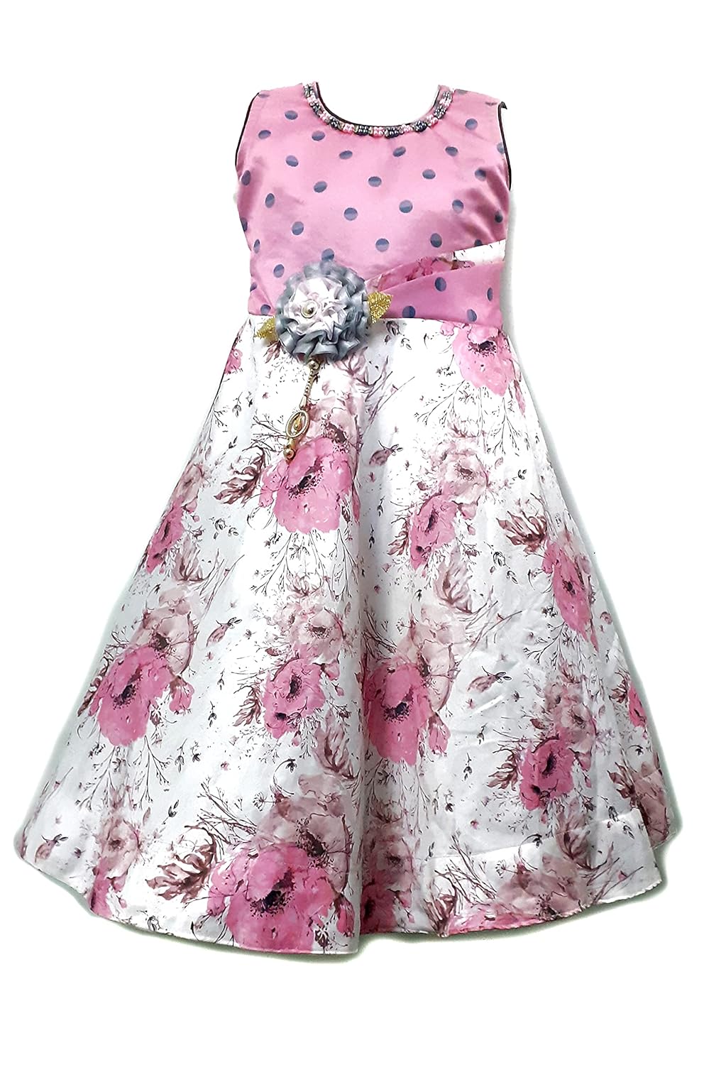 Girls Floor Length Satin Gown/Dress for 4 to 5 Years Old Grey Amazon