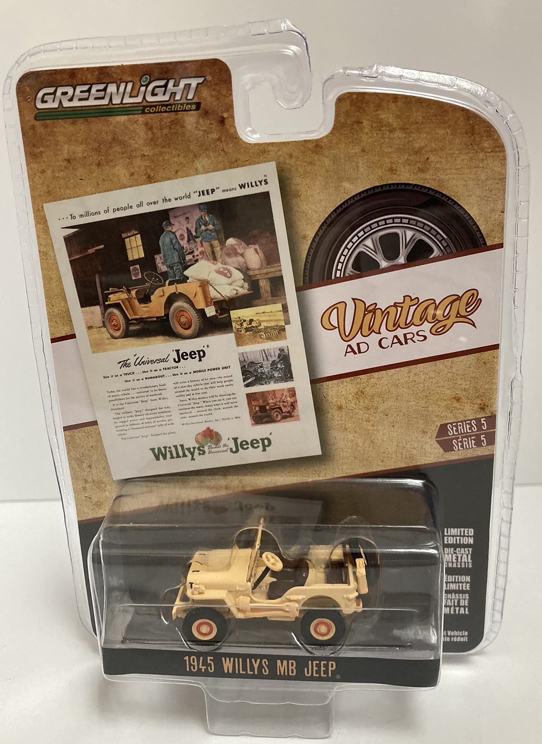 Greenlight 1/64 Vintage Ad Cars 5 1945 Willys MB Jeep "Universal Jeep" 39080A