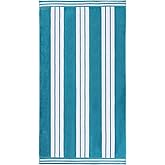 Superior Cotton Cabana Striped Beach Towels, Colorful Towels for Adult, Kid, Pool, Swimming, Sand, Travel, Large Oversized, Absorbent, Fast Drying, Bath Basics, Cabana Collection, 1 Piece, Turquoise