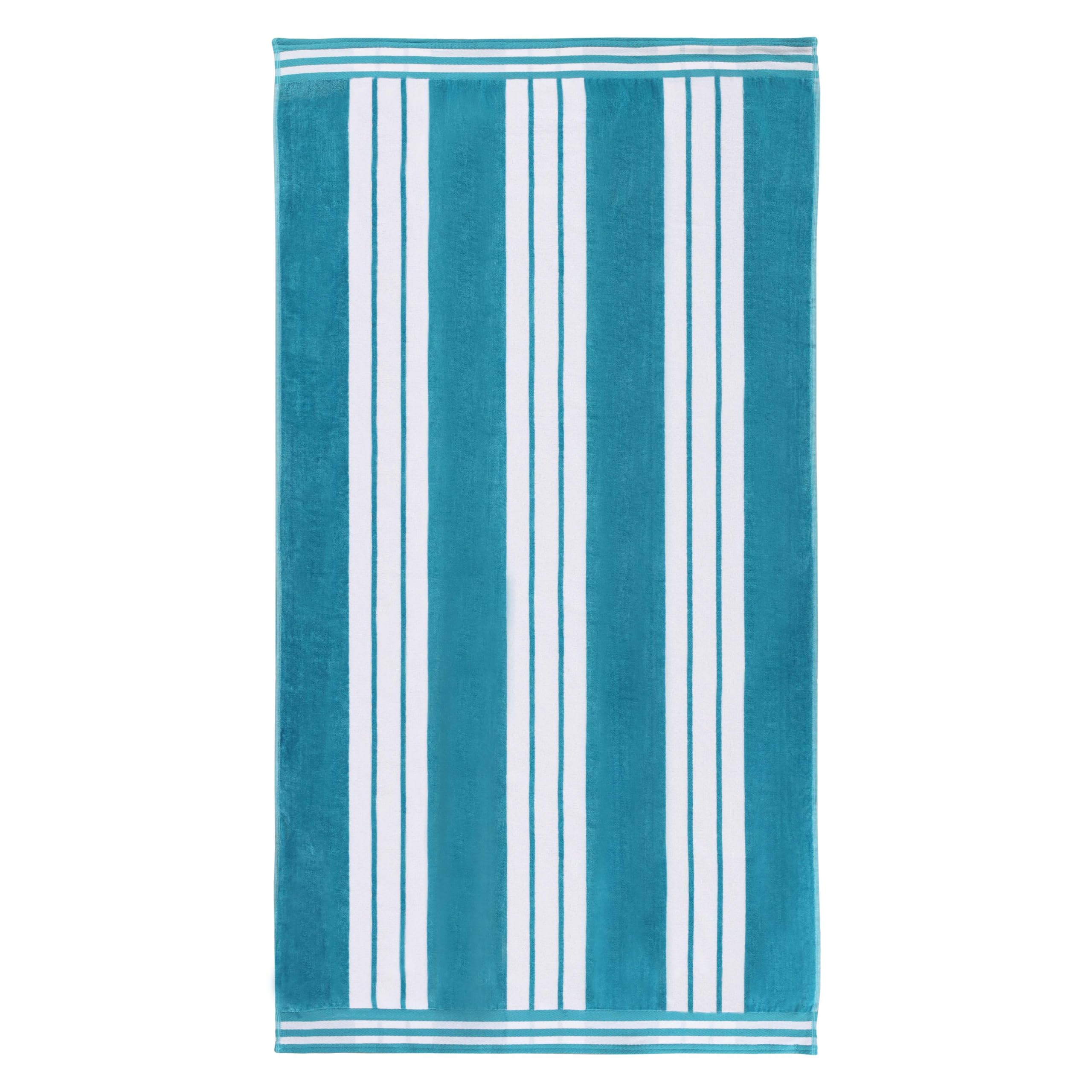 Superior Collection Combed Cotton Luxurious Jacquard Beach Towels, Turquoise Cabana Stripe, Oversized — image 1