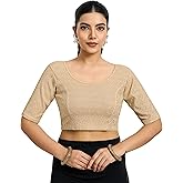 TRENDMALLS Women's Polyester Elastane Zari Stretchable Blouse Choli Stylish Saree Blouse Ready to Wear