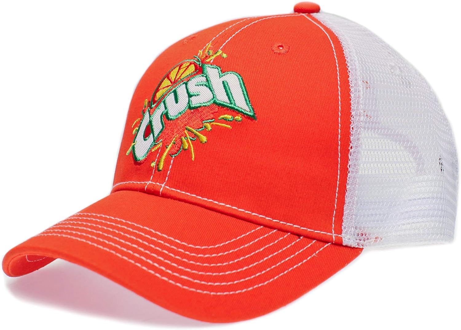 orange and white trucker hat