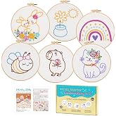Nuberlic 12 Pcs Embroidery Kit for Kids with Step-By-Step Guidance Ages 8+ | Cute Animal Embroidery for Beginners, Includes Multiple Accessories ,Craft Gifts for Children or Granddaughters