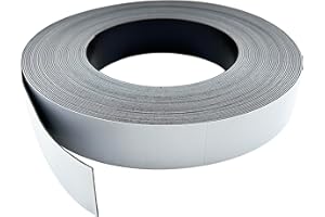 Master Magnetics Flexible Magnet Strip with White Vinyl Coating, 1/32-Inch Thick, 1-Inch Height, 50 Feet, Scored Every 3-Inch