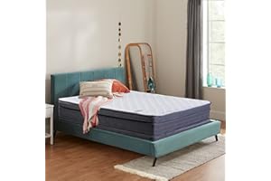 NUTAN 10-Inch Meduim Firm Foam Encased Hybrid Eurotop Pillowtop Innerspring Fully Assembled Mattress And 4-Inch Fully Assembled Wood Boxspring /Foundation Set